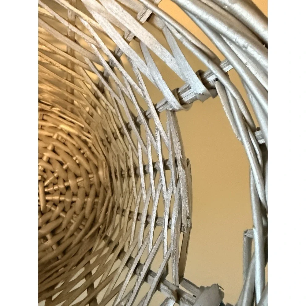 wicker baskets vintage  Silver Set Of 4